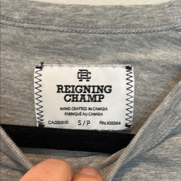 Reigning Champ Heather Gray T-Shirt with Blue Graphics Small - Picture 5 of 6